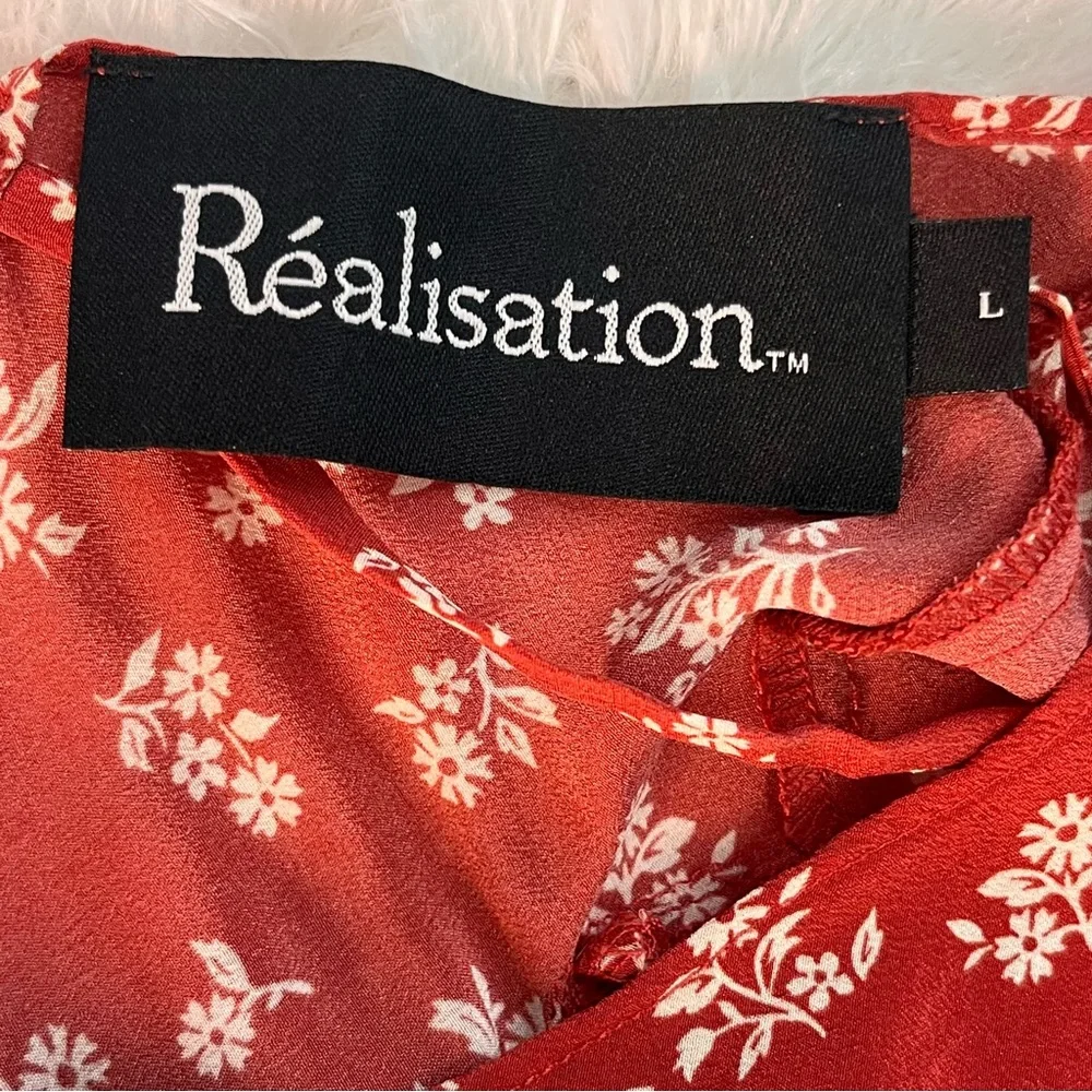 Réalisation Par Red Floral Silk Slip Dress – Women’s Large - Picture 3 of 9